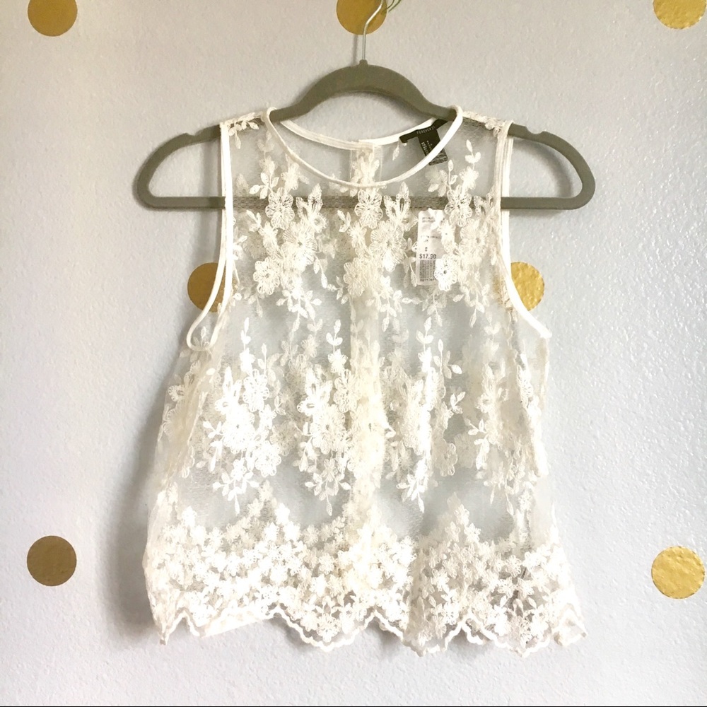 F21 Lace Top with Buttons on Back